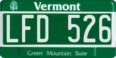 VT license plate LFD526