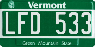 VT license plate LFD533