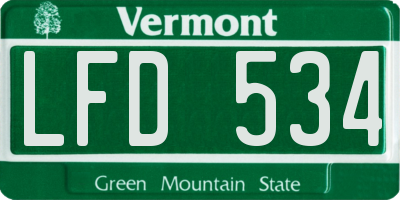 VT license plate LFD534