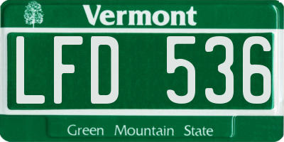 VT license plate LFD536