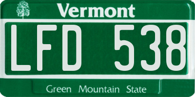 VT license plate LFD538