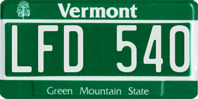 VT license plate LFD540