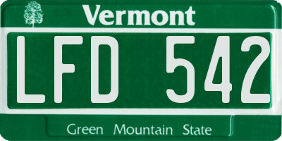 VT license plate LFD542