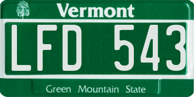 VT license plate LFD543