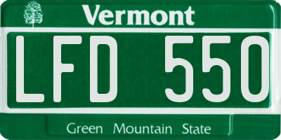 VT license plate LFD550