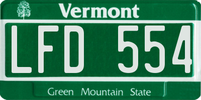 VT license plate LFD554