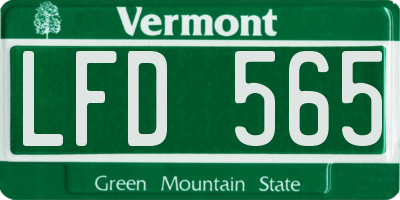VT license plate LFD565