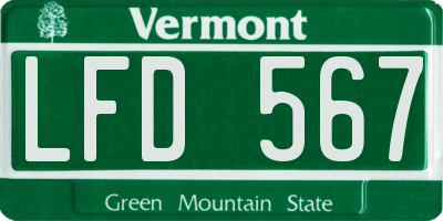 VT license plate LFD567