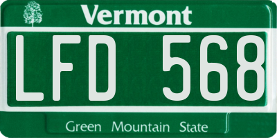 VT license plate LFD568