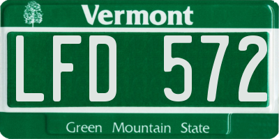 VT license plate LFD572