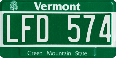 VT license plate LFD574