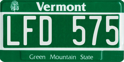 VT license plate LFD575
