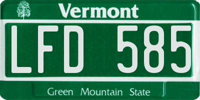 VT license plate LFD585