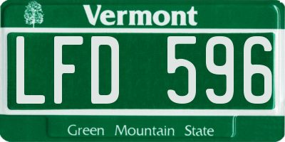 VT license plate LFD596