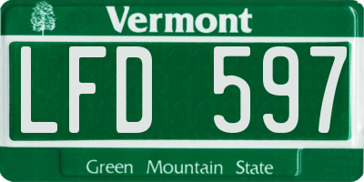 VT license plate LFD597
