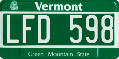 VT license plate LFD598