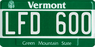 VT license plate LFD600