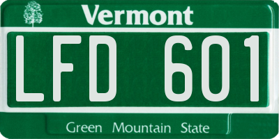 VT license plate LFD601
