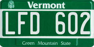 VT license plate LFD602