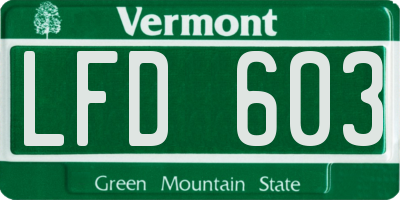 VT license plate LFD603