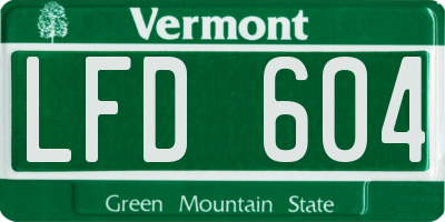 VT license plate LFD604