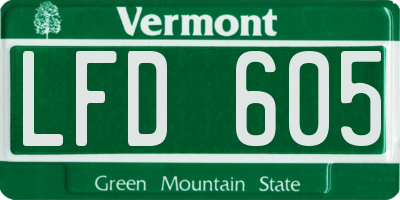 VT license plate LFD605
