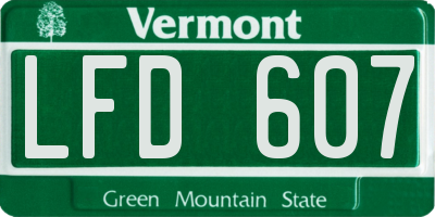 VT license plate LFD607