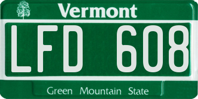 VT license plate LFD608