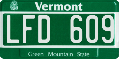 VT license plate LFD609