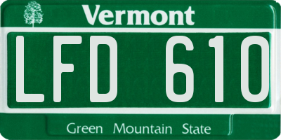 VT license plate LFD610