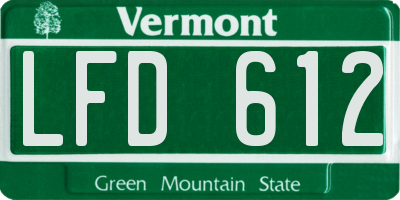 VT license plate LFD612