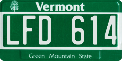 VT license plate LFD614