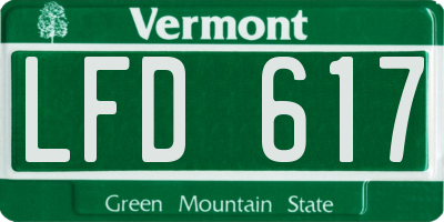 VT license plate LFD617
