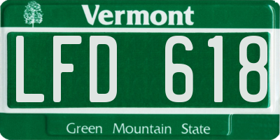 VT license plate LFD618