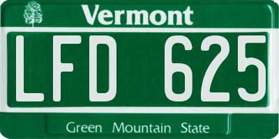VT license plate LFD625