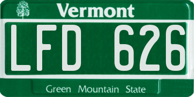 VT license plate LFD626