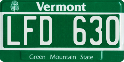 VT license plate LFD630