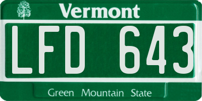 VT license plate LFD643
