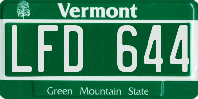 VT license plate LFD644
