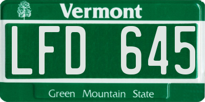 VT license plate LFD645