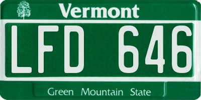 VT license plate LFD646