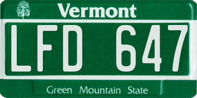 VT license plate LFD647