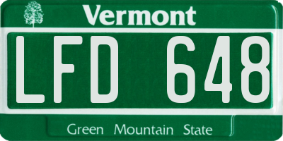 VT license plate LFD648