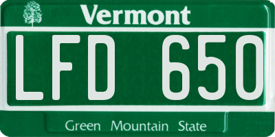 VT license plate LFD650