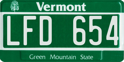 VT license plate LFD654