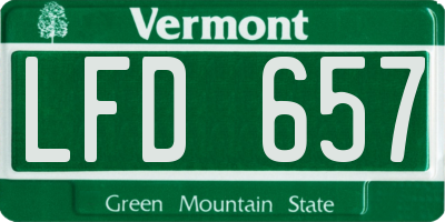 VT license plate LFD657
