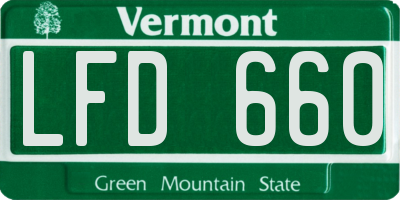 VT license plate LFD660