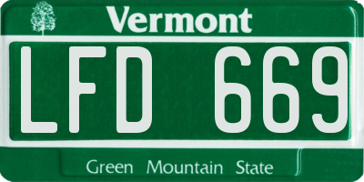VT license plate LFD669