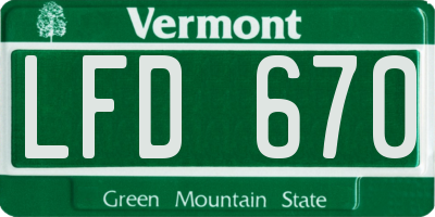 VT license plate LFD670