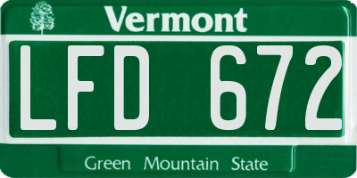 VT license plate LFD672